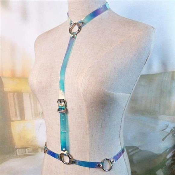 Women\'s Punk Waist Belt Body Chain Faux Leather Harness Adjustable